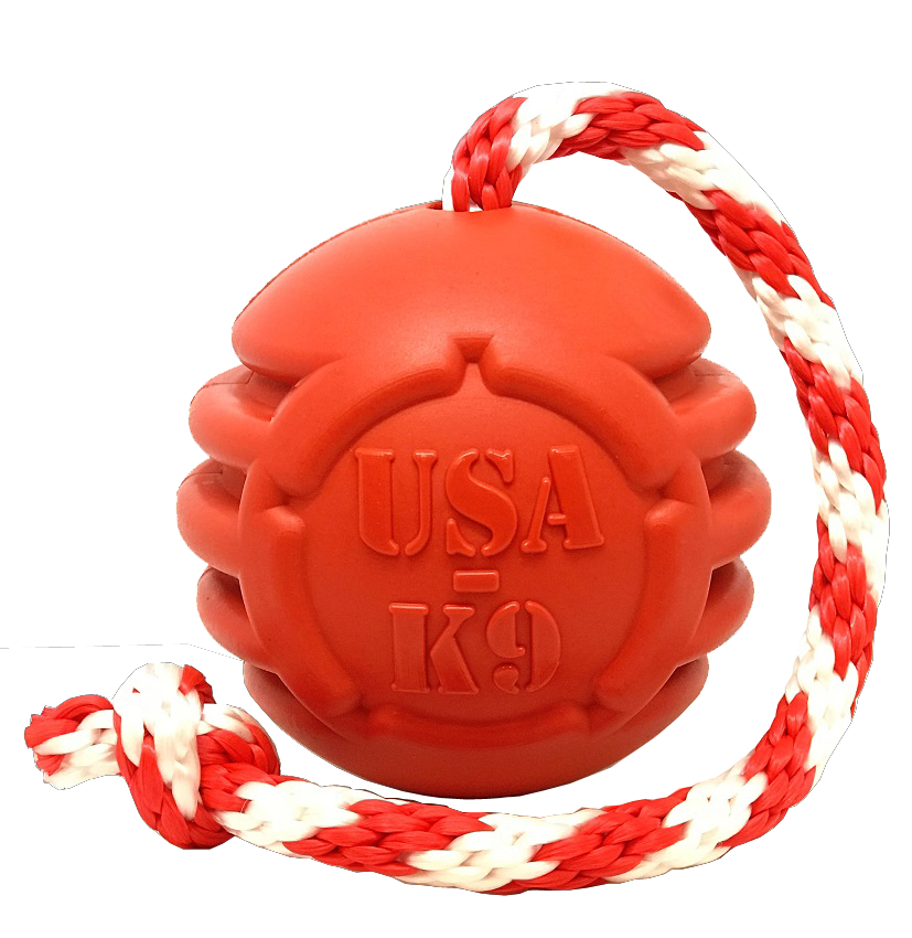 USA-K9 Ultra Durable Ball Toy With Rope
