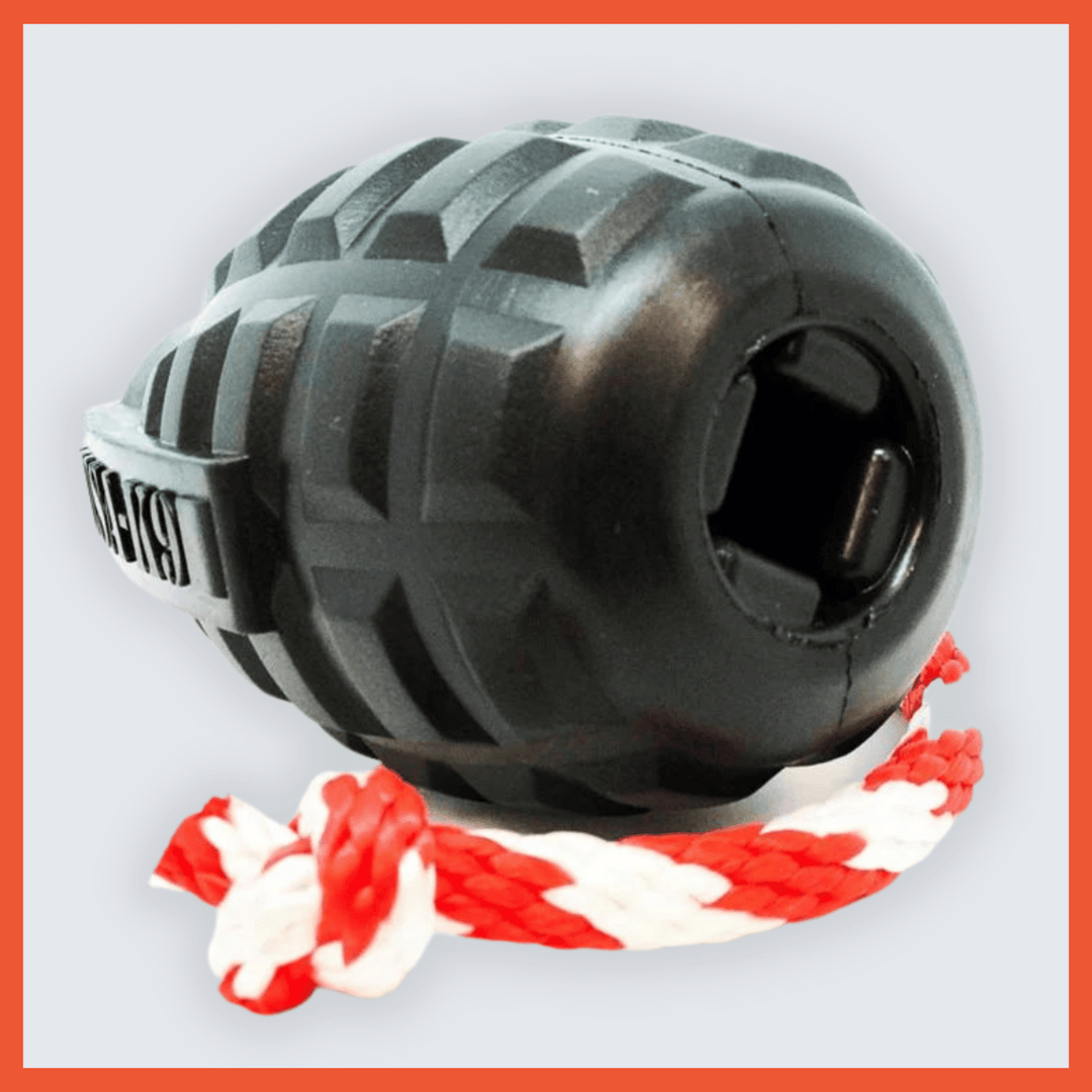 Magnum Grenade Ultra Durable Rubber Toy with Rope