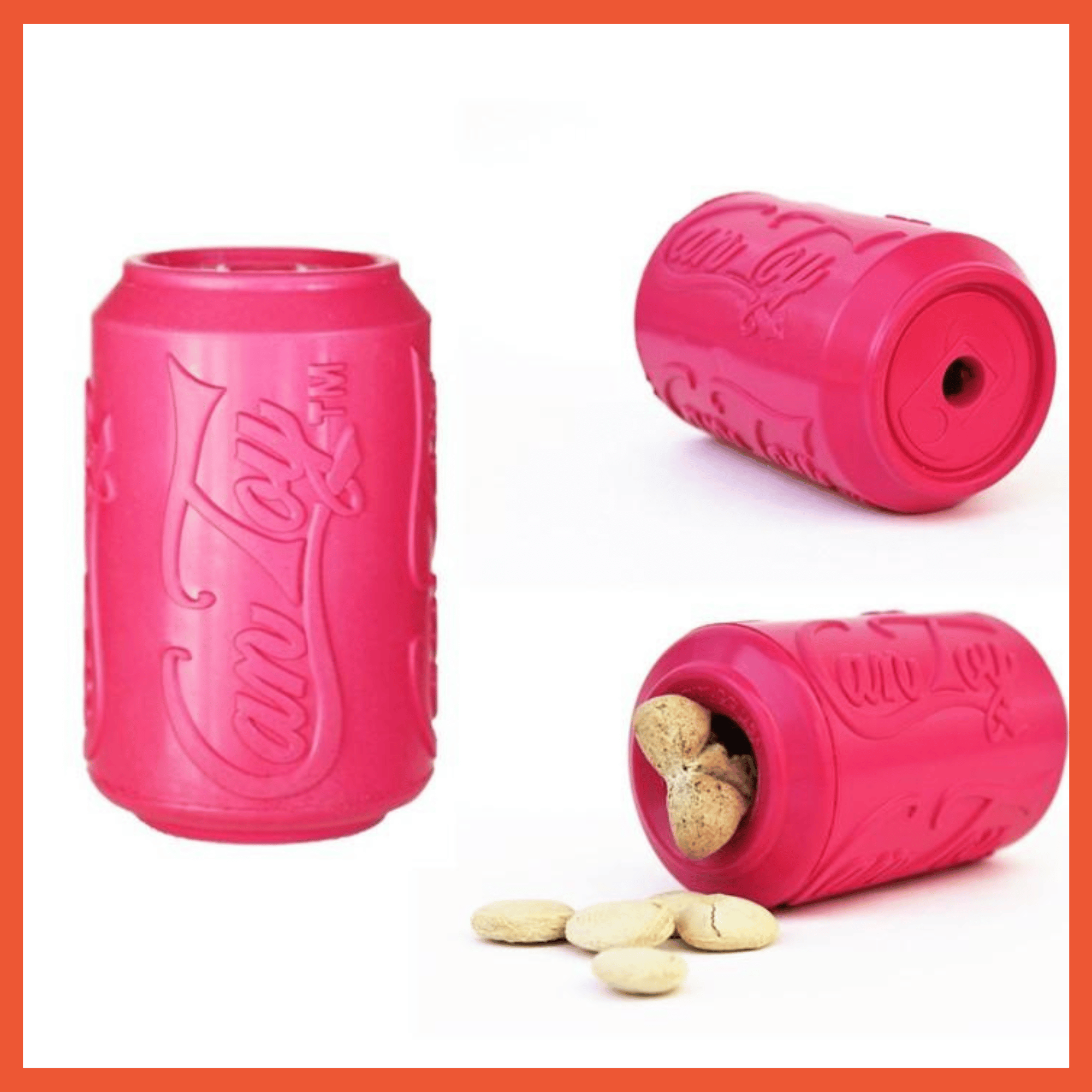 Puppy Teething + Treat Dispensing Can Durable Rubber Toy