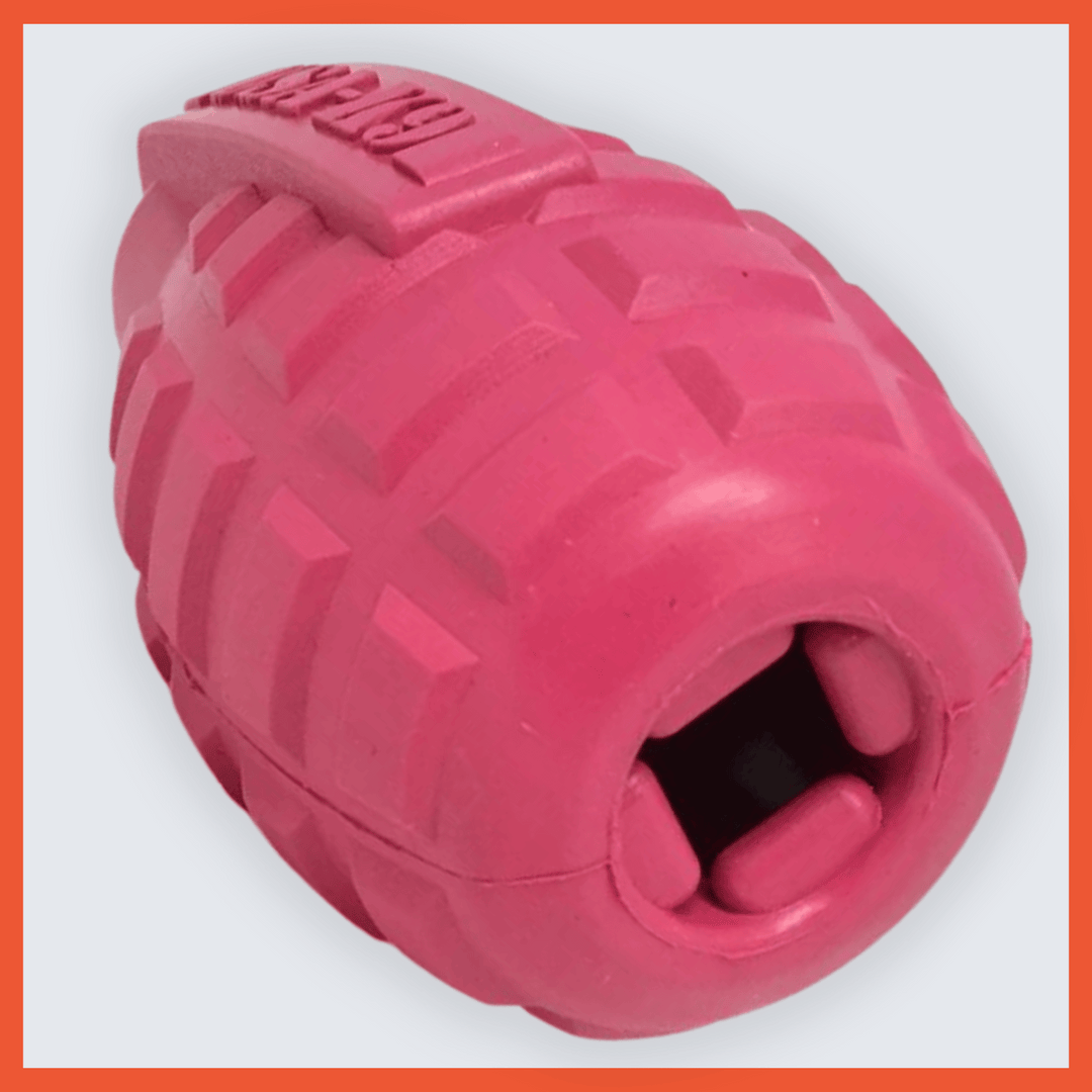 Puppy Teething + Treat Dispensing Grenade Durable Rubber Toy