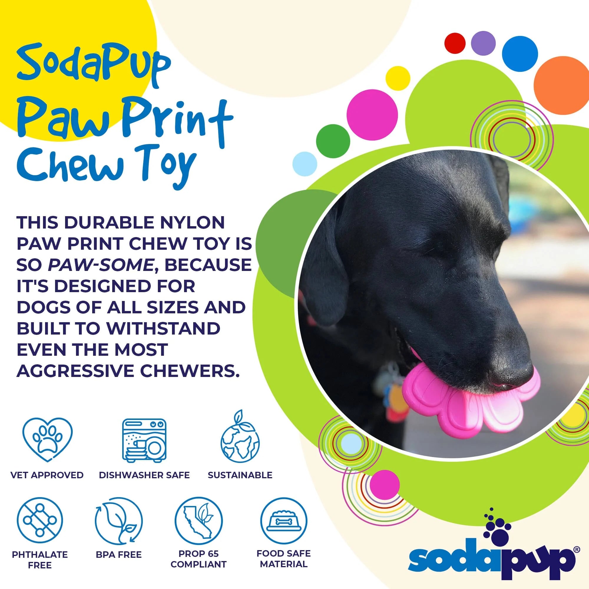 Paw Print Ultra Durable Dog Toy - Pink