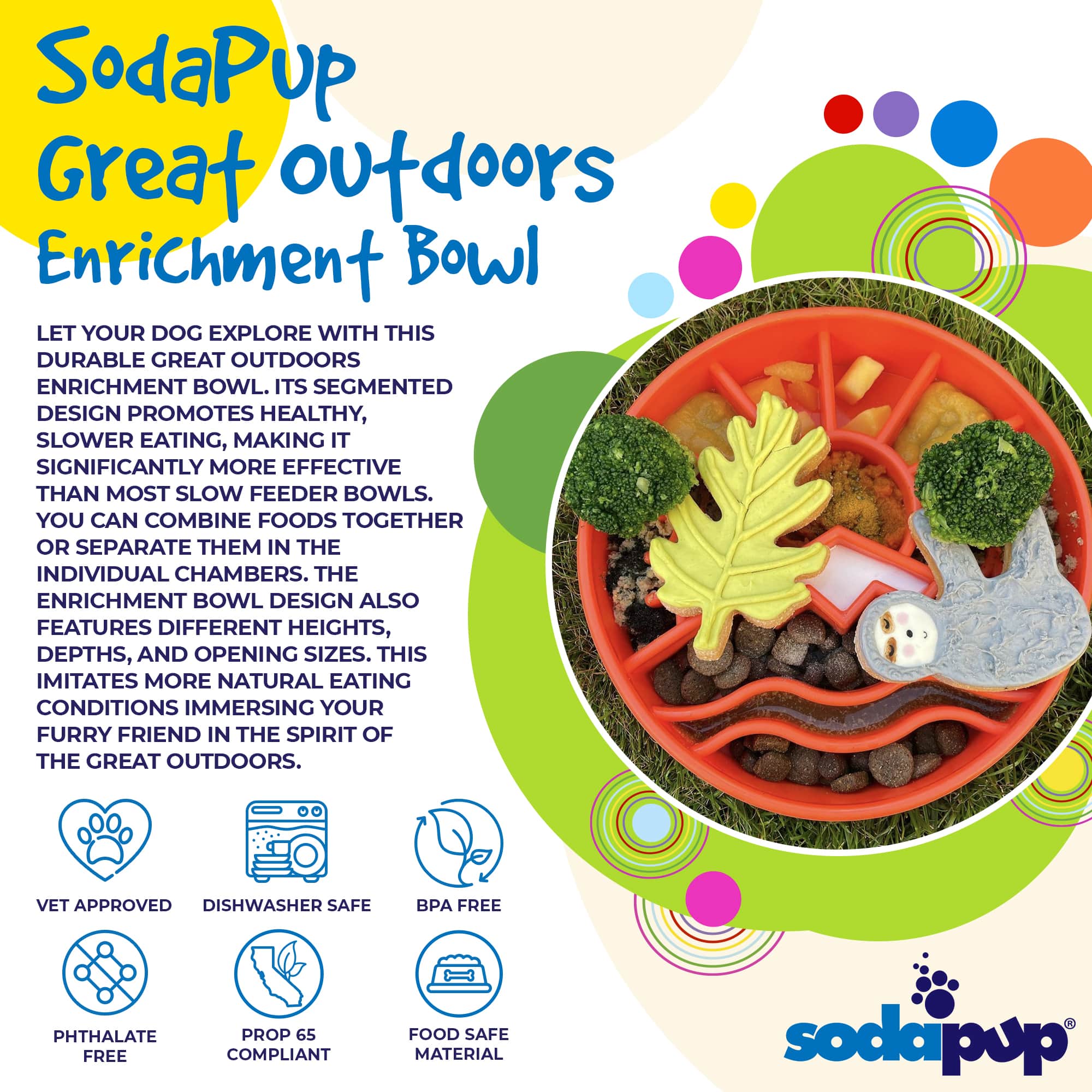 eBowl Enrichment Slow Feeder Bowl - Great Outdoors Edition - Assorted Colors