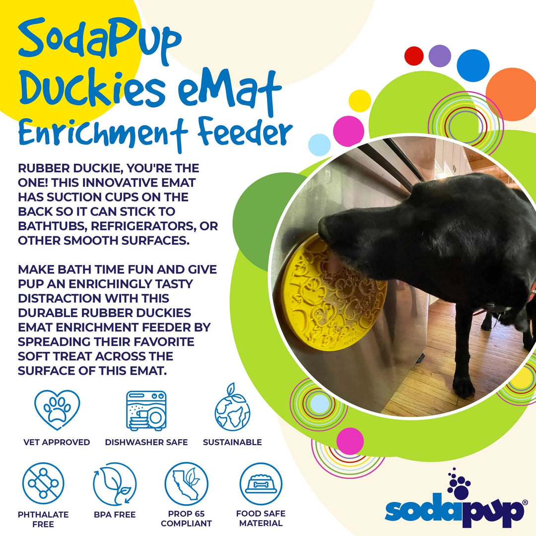 eMat Enrichment Lick Mat with Suction Cups - Duckies Edition
