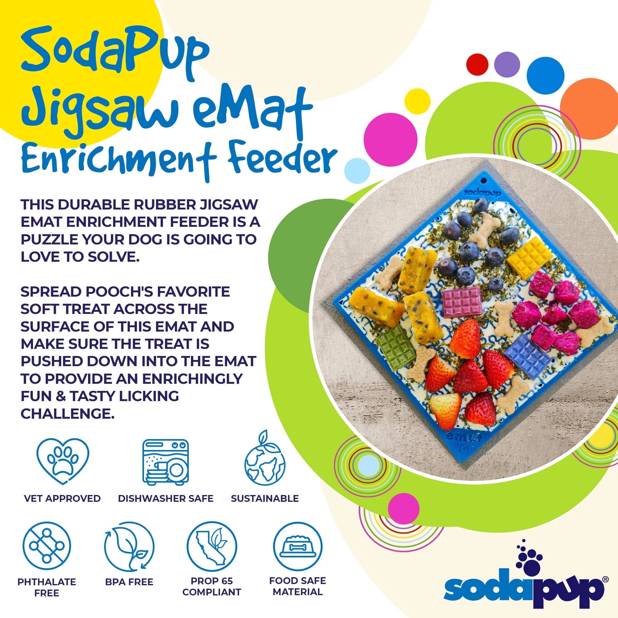eMat Enrichment Lick Mat - Jigsaw Puzzle Edition - Assorted Colors