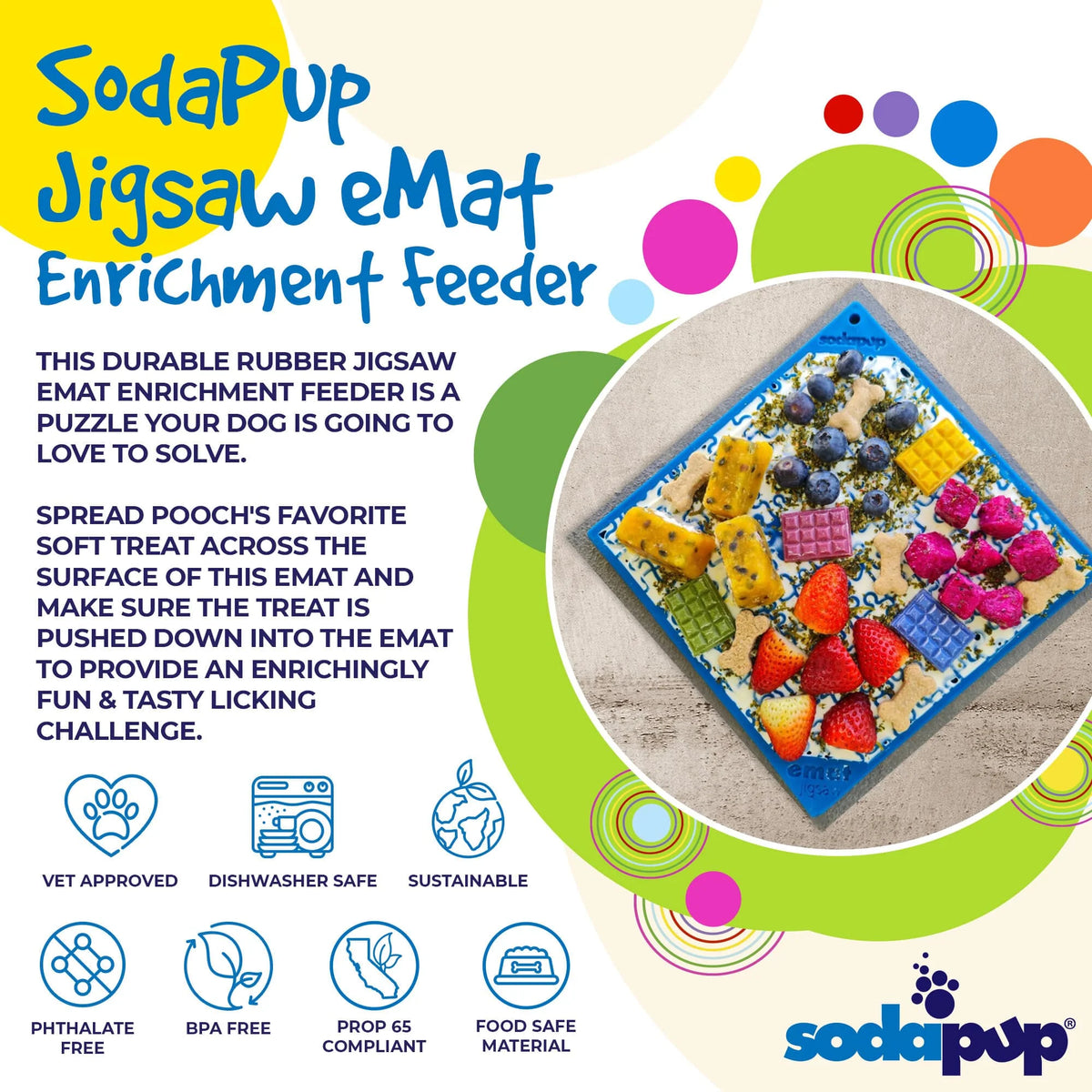 eMat Enrichment Lick Mat - Jigsaw Puzzle Edition - Assorted Colors