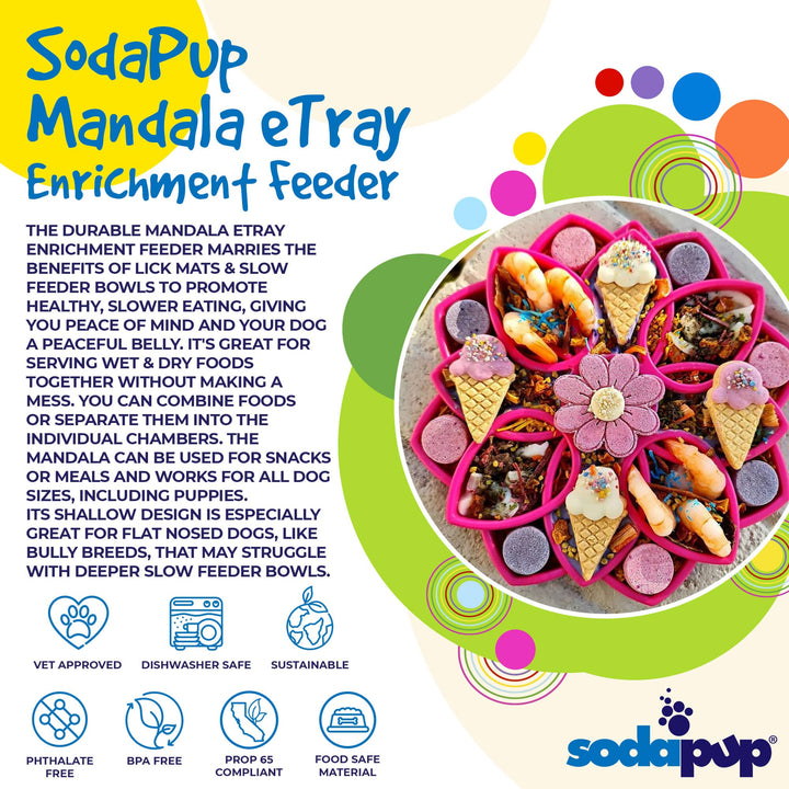 eTray Enrichment Slow Feeder Tray - Mandala Edition - Assorted Colors