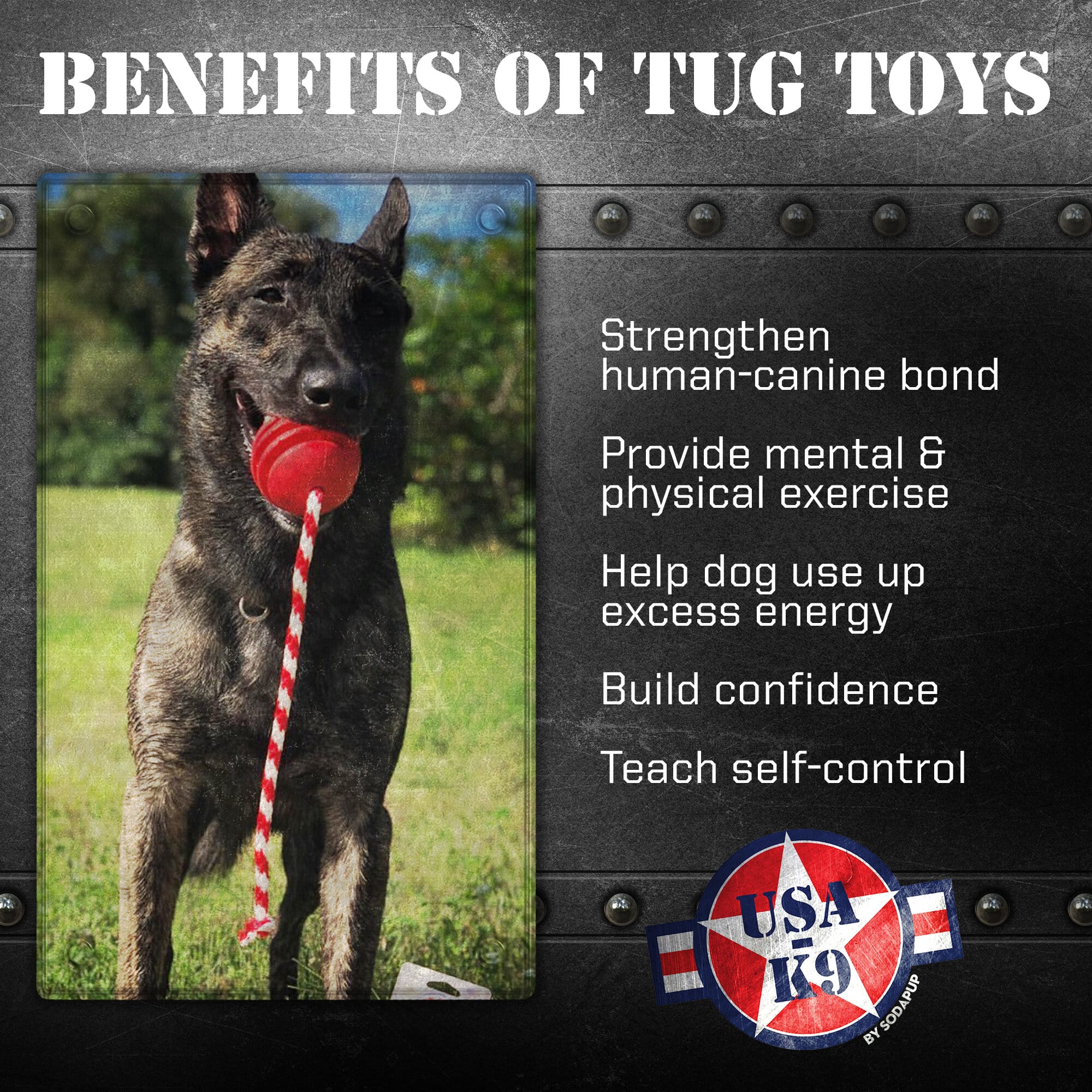USA-K9 Ultra Durable Ball Toy With Rope