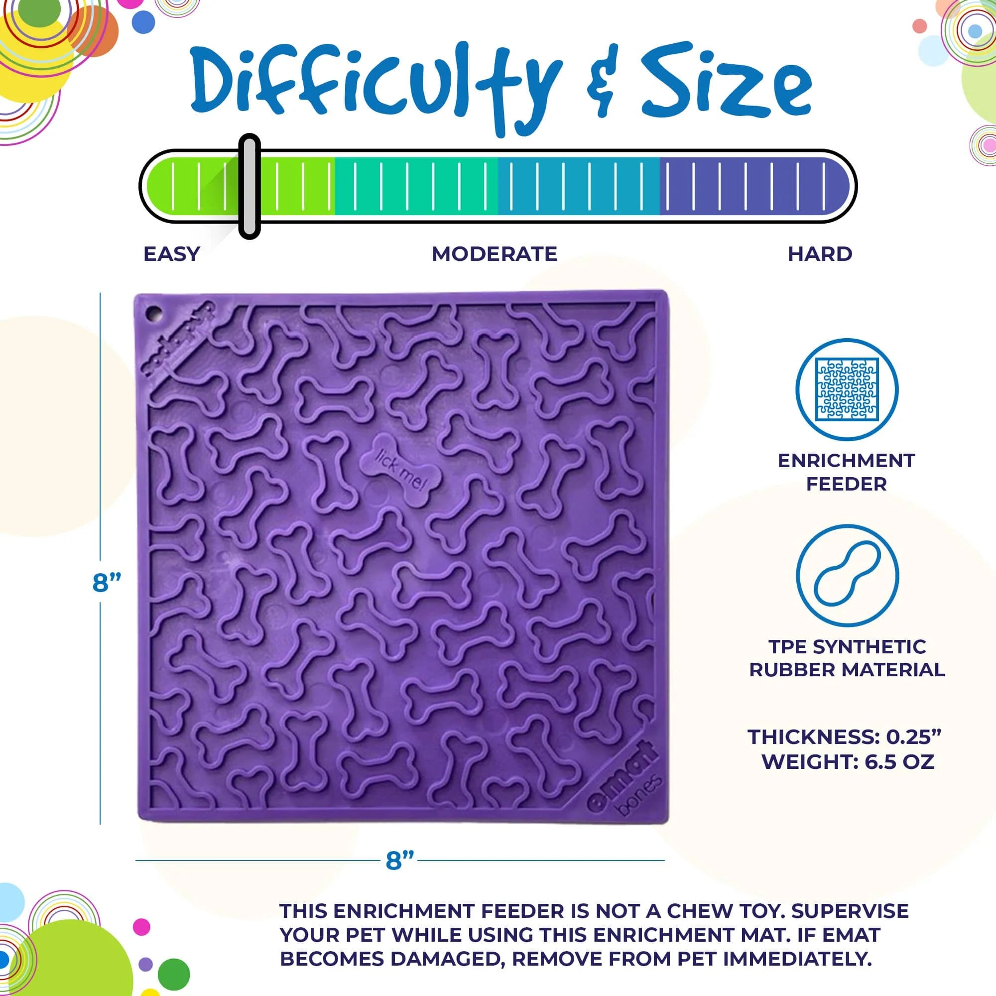 eMat Enrichment Lick Mat - Bones Edition - Assorted Colors