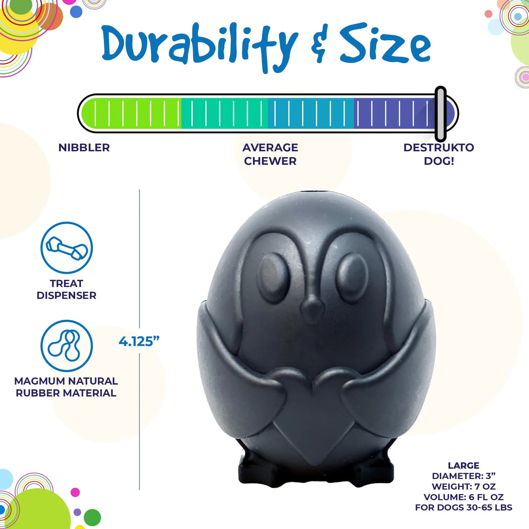 Penguin Durable Rubber Chew + Treat Dispenser Toy