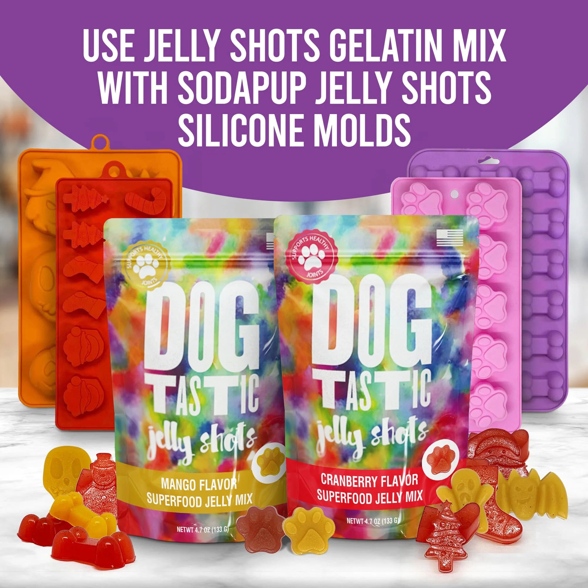 Fruity Superfood Jelly Shots Dog Treat Mix - Assorted Flavors