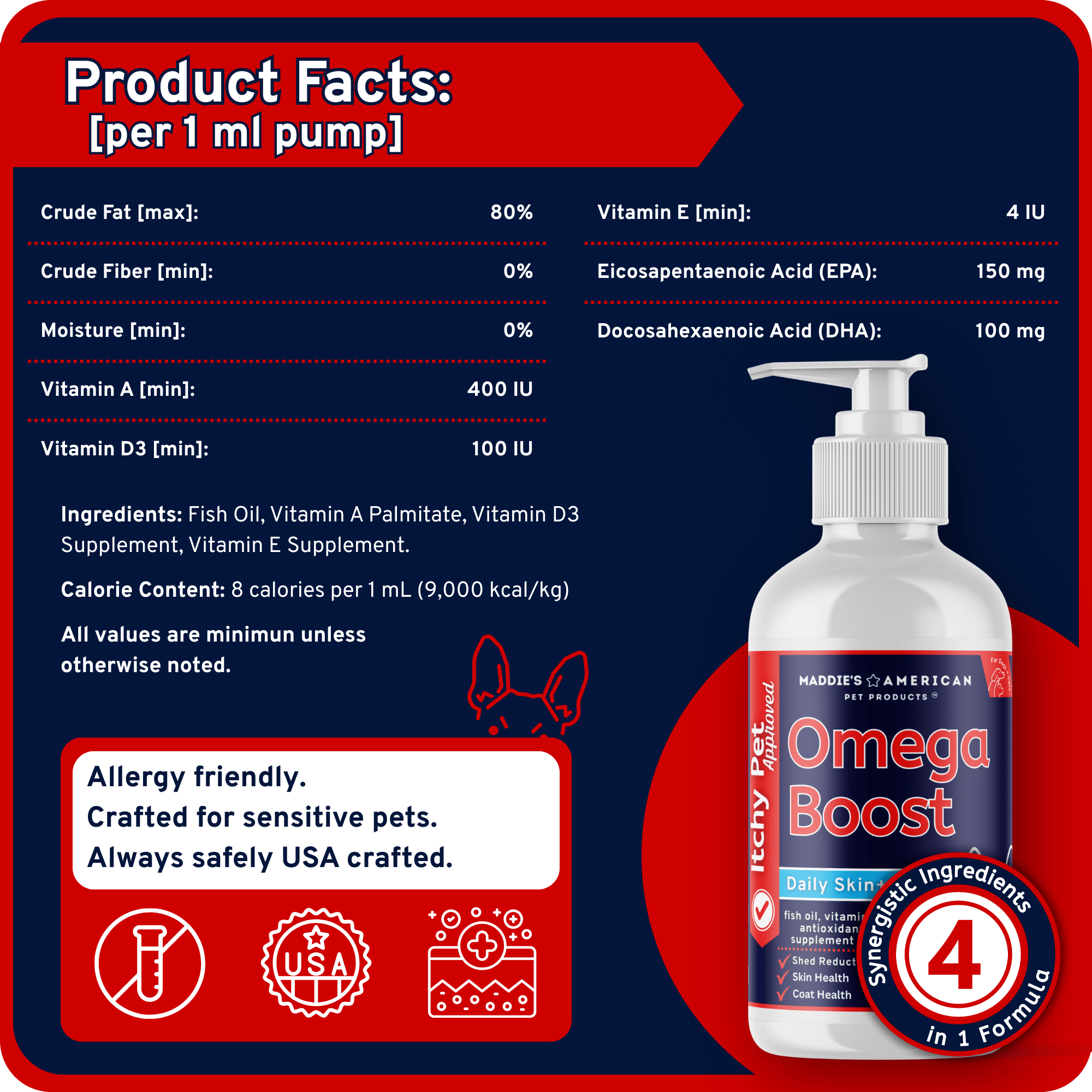 Omega Boost - 4-in-1 Fish Oil Liquid Supplement Maddie's American Pet Products Omega Boost - 4-in-1 Fish Oil Liquid Supplement Maddie's American Pet Products