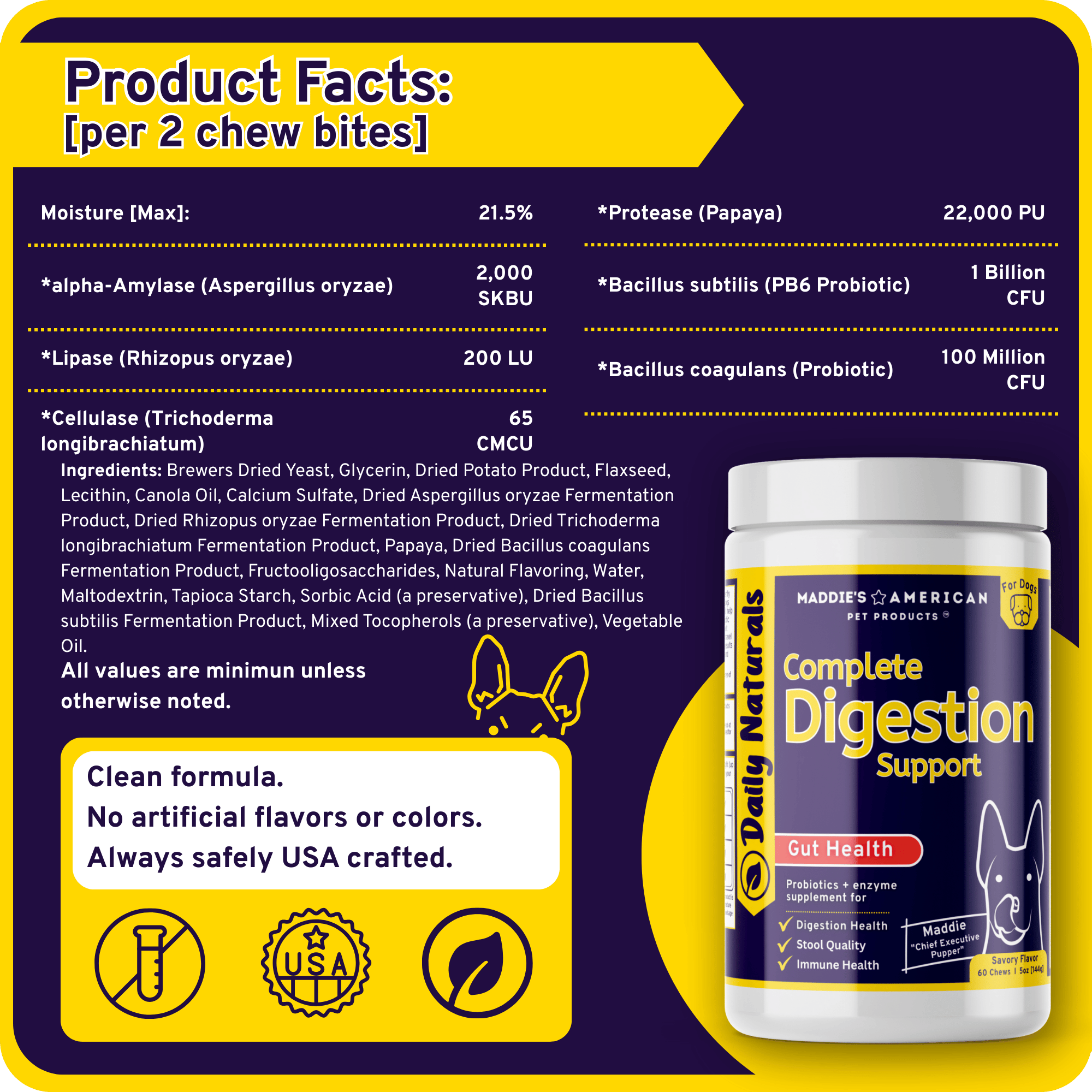 Complete Digestion Support - Probiotic + Enzyme 6-in-1 Savory Chew Bites