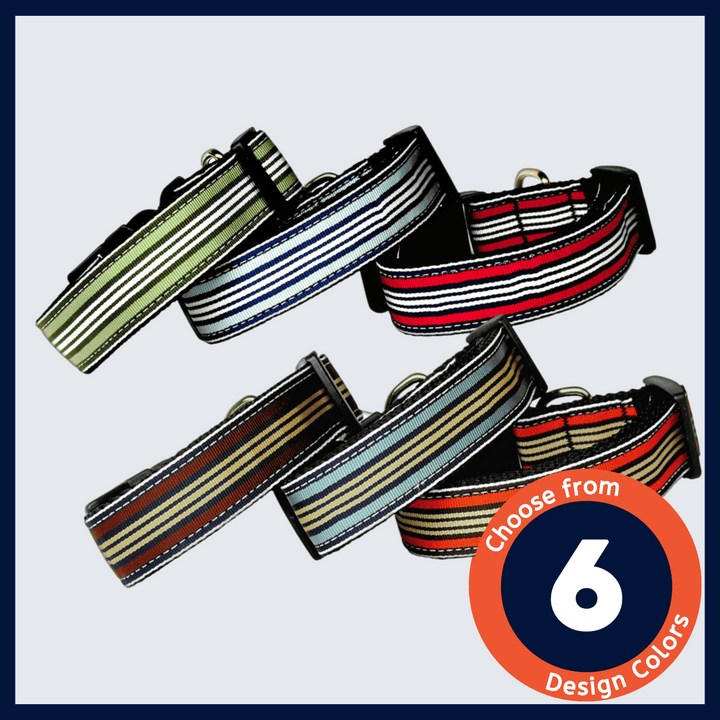 USA Made Nylon Dog Collar - Preppy Stripes in Assorted Colors
