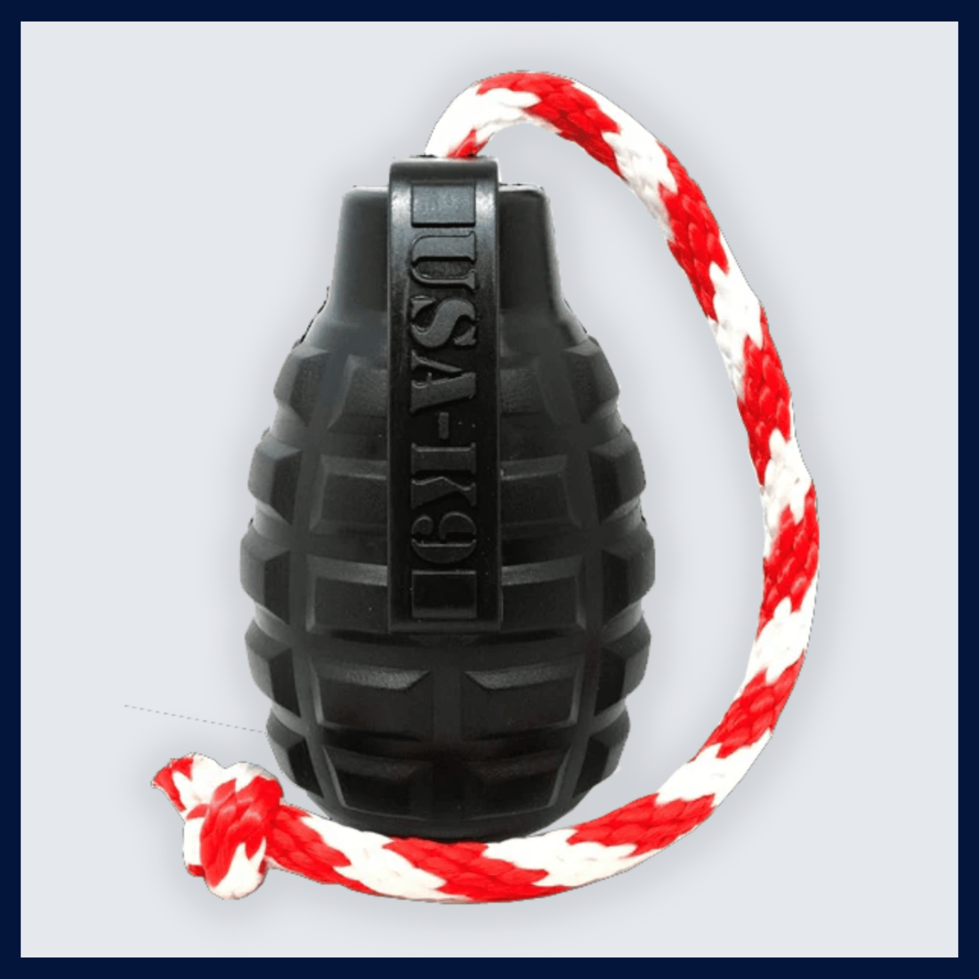 Magnum Grenade Ultra Durable Rubber Toy with Rope