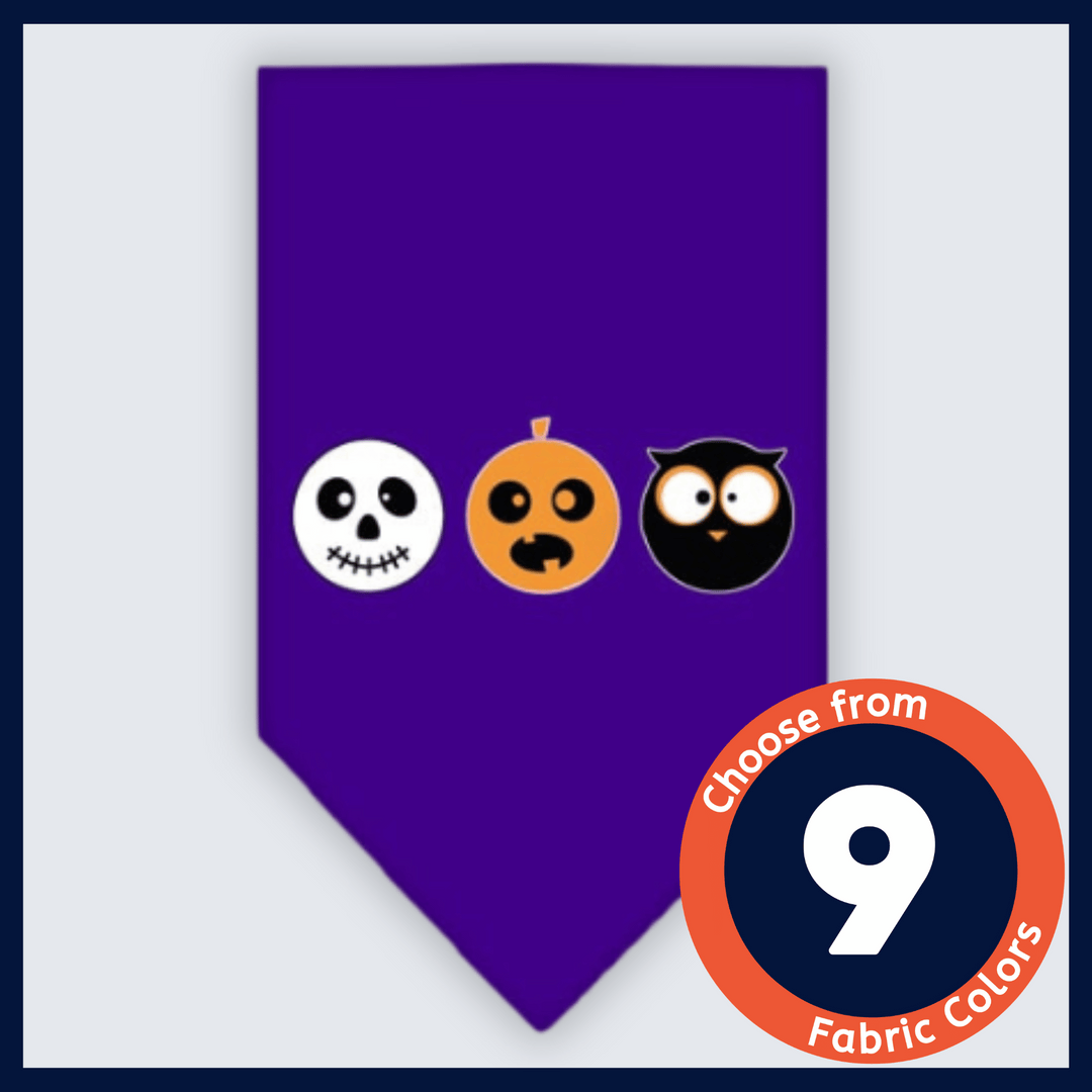 Halloween Collection - USA Printed Bandana - Spooky Trio in Assorted Colors