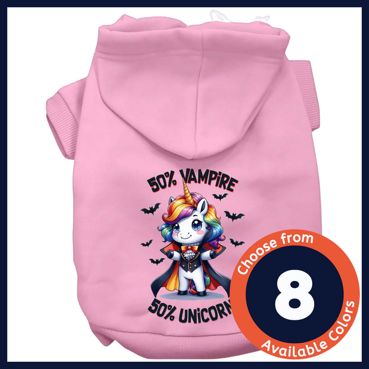 Halloween Collection - USA Printed Pet Hoodie - 50/50 Vampire Unicorn