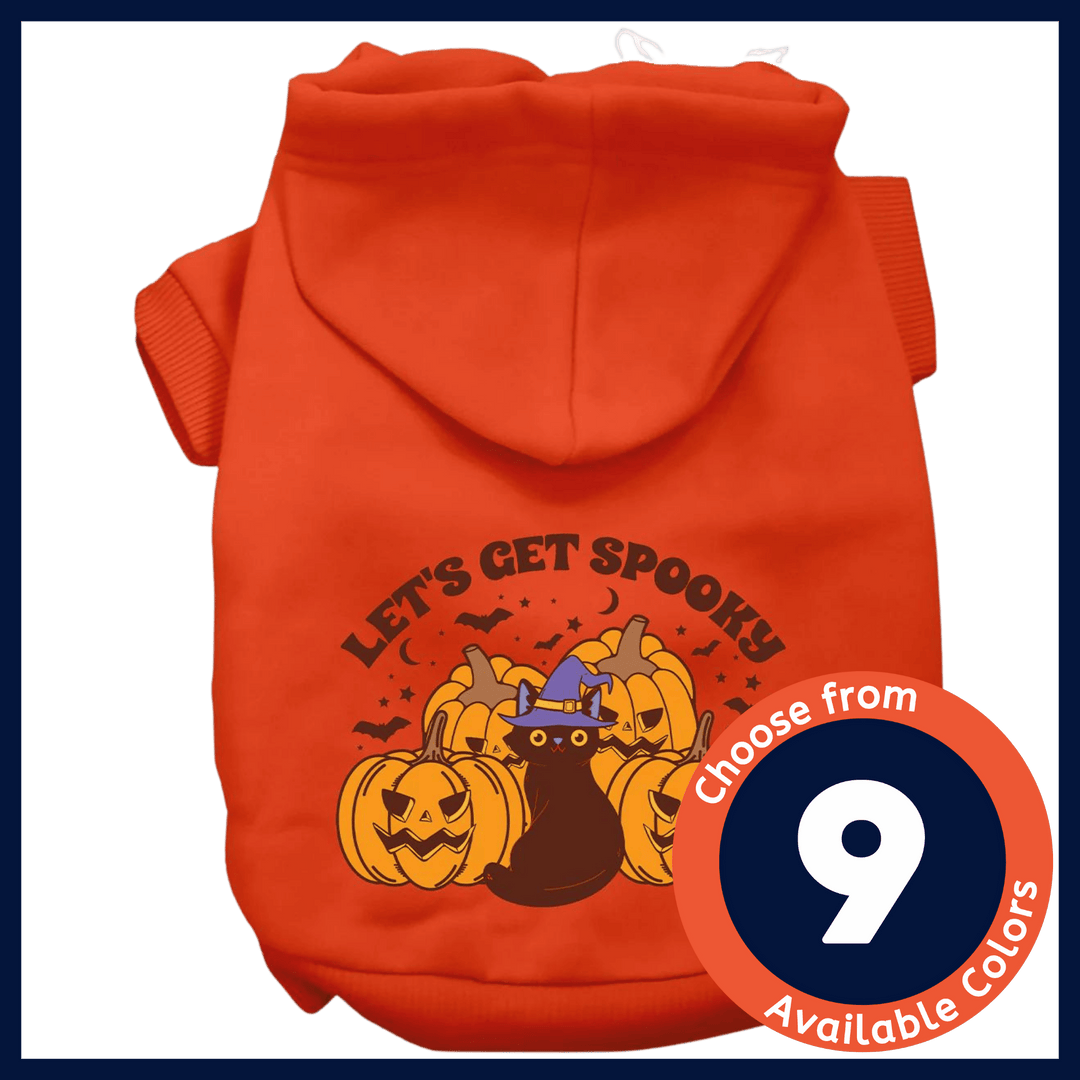 Product image, USA printed dog or cat Halloween hoodie. 