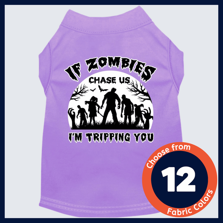 Halloween Collection - USA Printed Pet T-Shirt - Zombie Chase - Assorted Colors