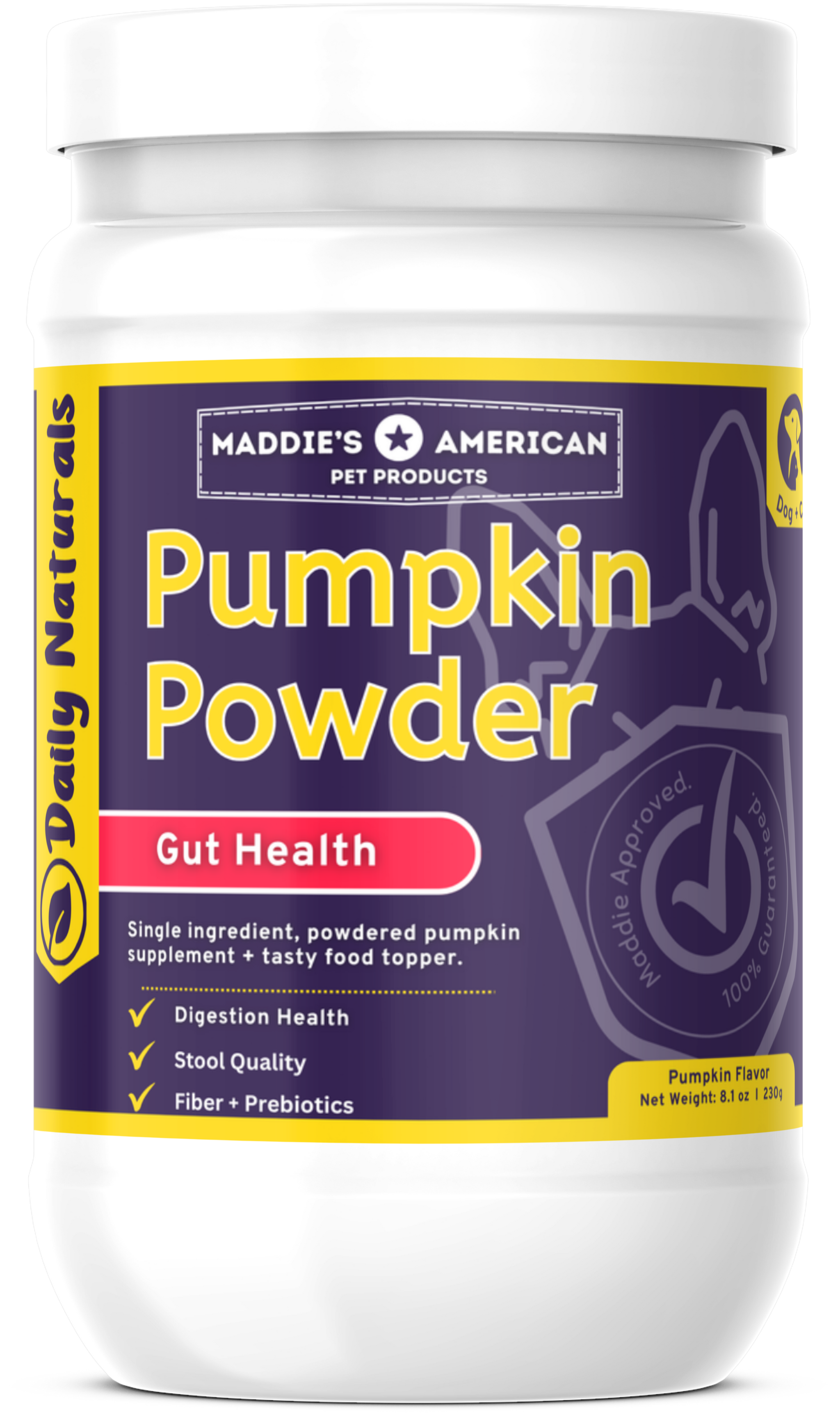 Pumpkin Powder - Pure Single Ingredient Digestion Supplement Food Topper for Dogs + Cats