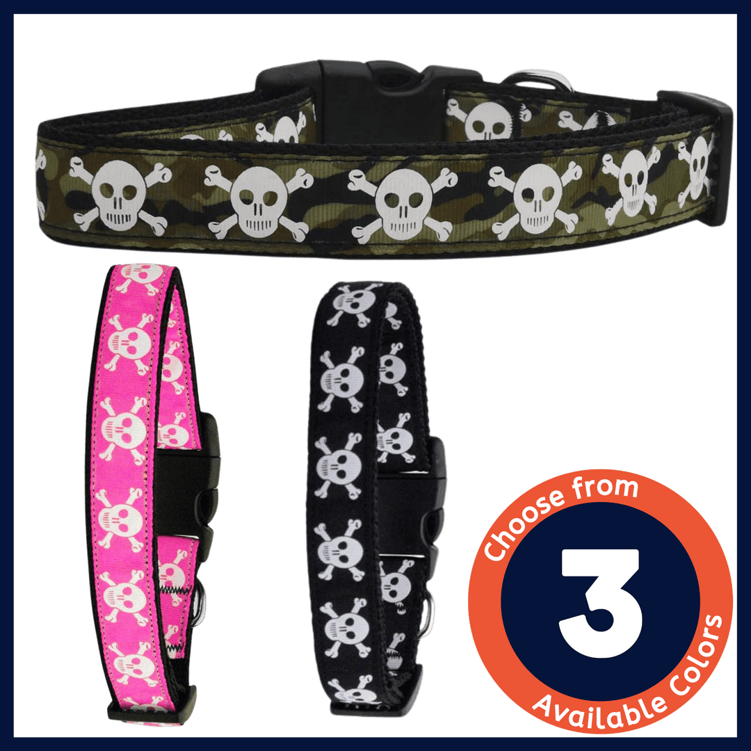 USA Made Nylon Cat Collar - Skulls in Assorted Colors