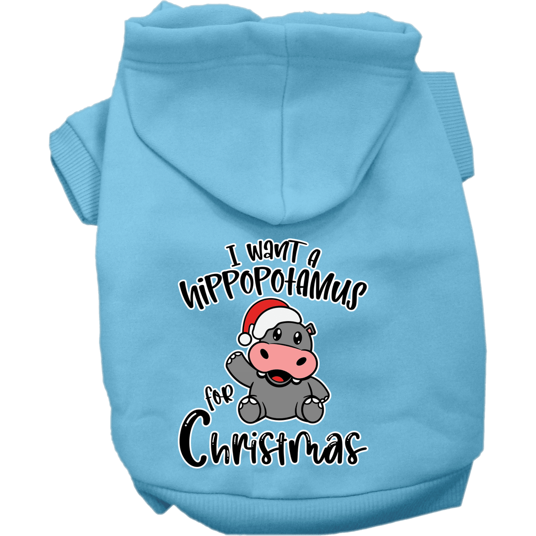 Christmas Collection - USA Printed Pet Hoodie - I Want a Hippopotamus