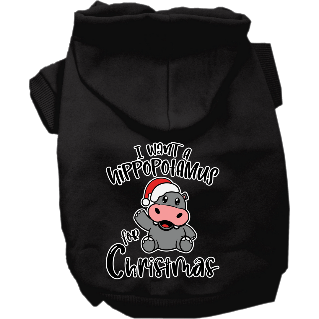 Christmas Collection - USA Printed Pet Hoodie - I Want a Hippopotamus
