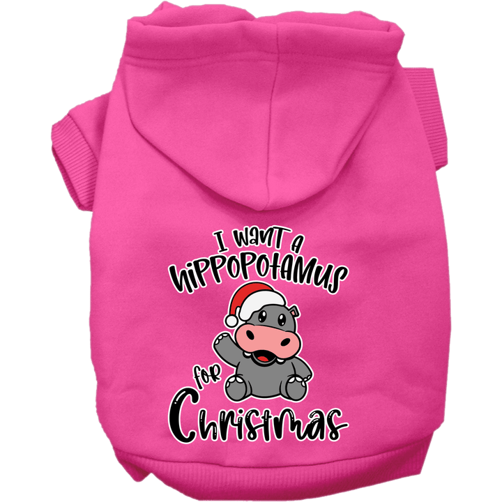 Christmas Collection - USA Printed Pet Hoodie - I Want a Hippopotamus
