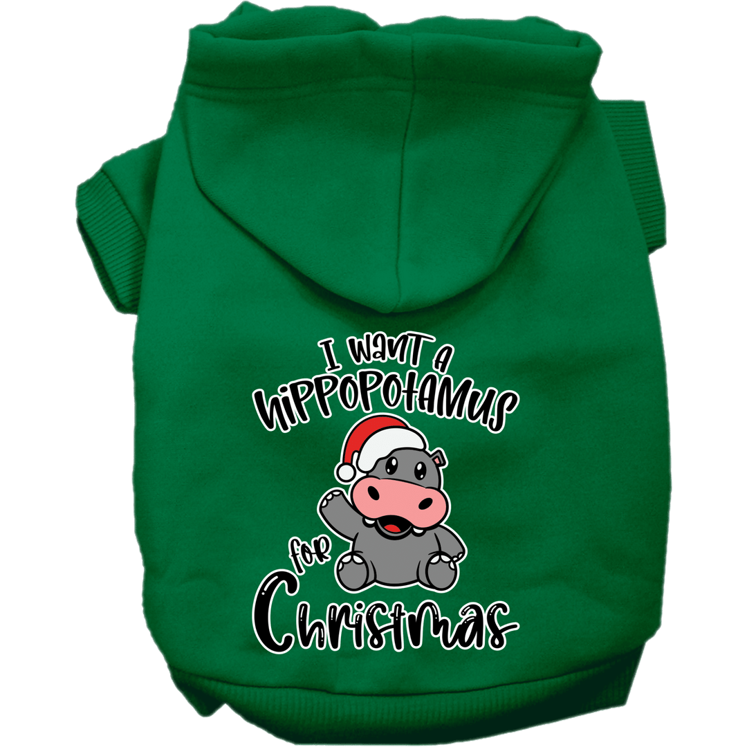 Christmas Collection - USA Printed Pet Hoodie - I Want a Hippopotamus