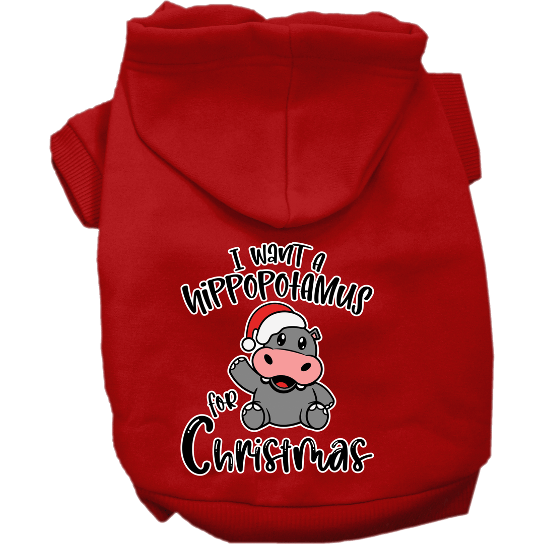 Christmas Collection - USA Printed Pet Hoodie - I Want a Hippopotamus