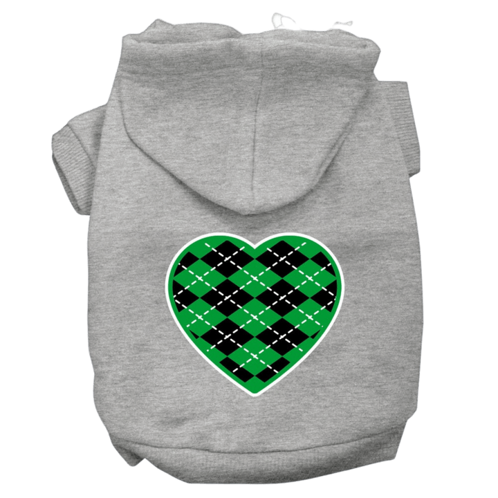 Christmas Collection - USA Printed Pet Hoodie - Green Argyle Heart