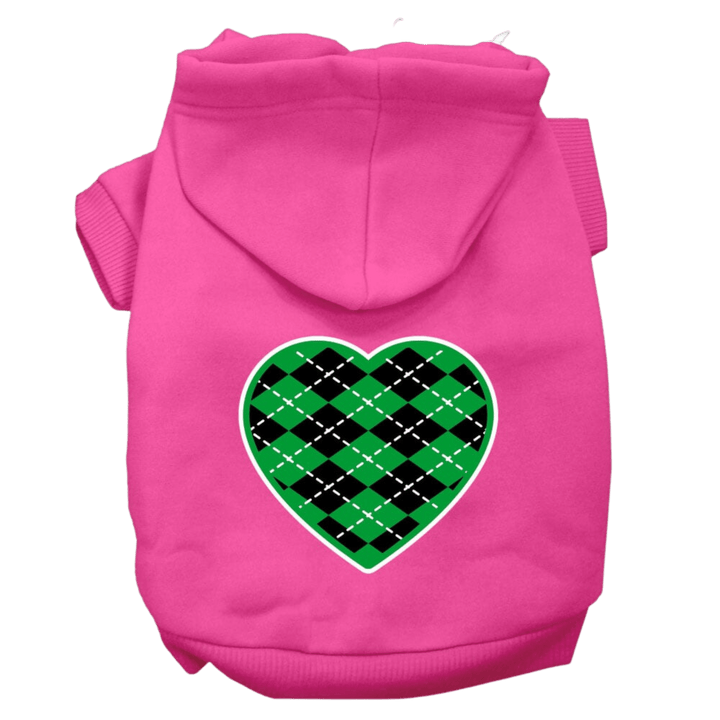 Christmas Collection - USA Printed Pet Hoodie - Green Argyle Heart