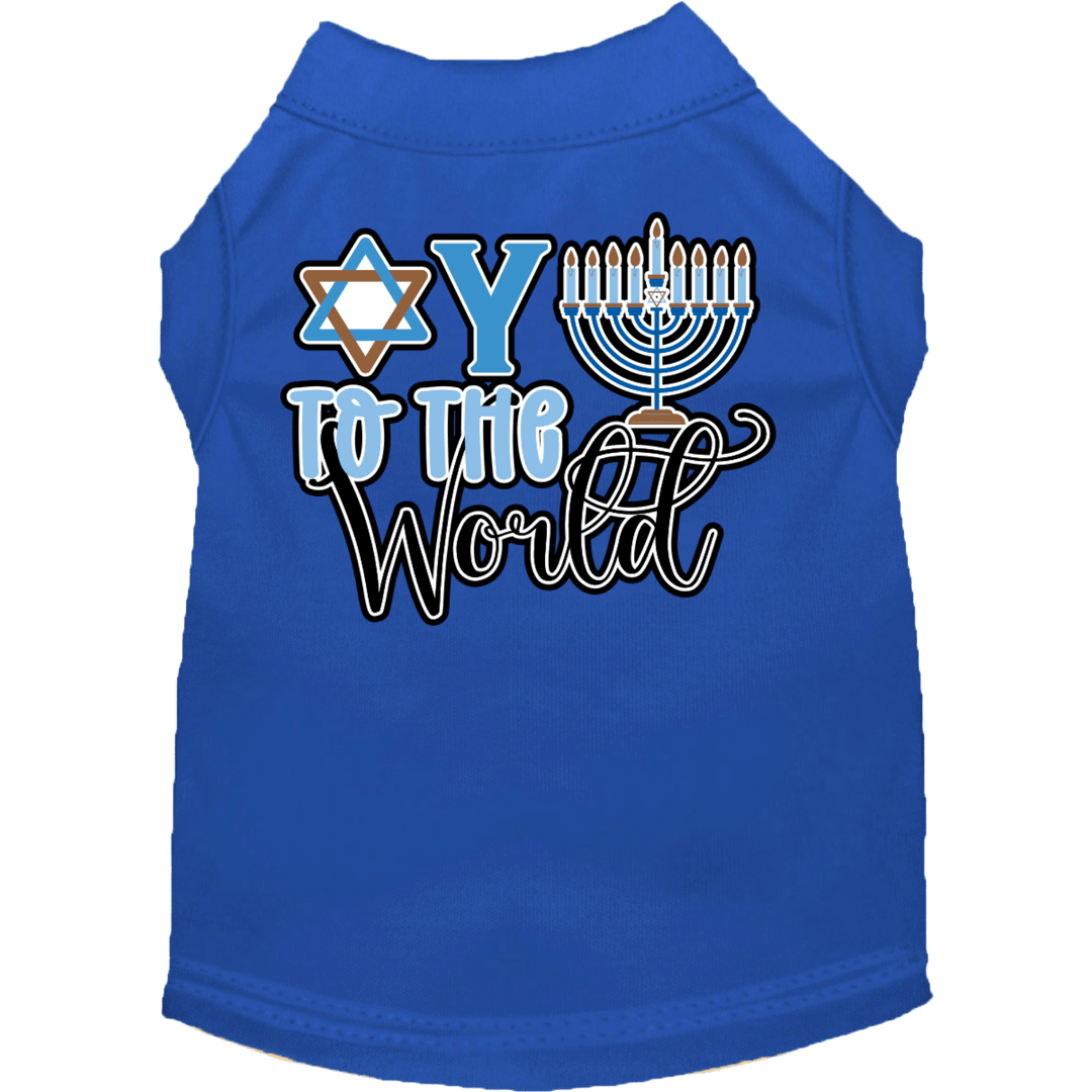Hanukkah Collection - USA Printed Pet T-Shirt - "Oy to the World"