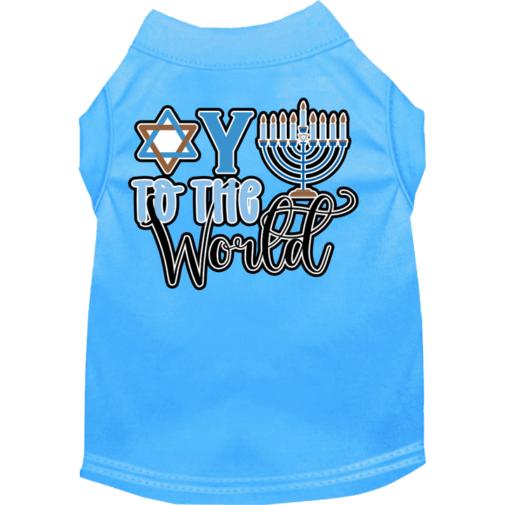 Hanukkah Collection - USA Printed Pet T-Shirt - "Oy to the World"