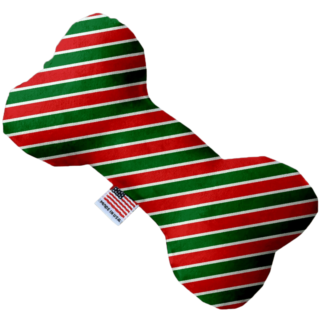 Christmas Collection - USA Made Dog Toy - Push, Canvas, or Stuffing Free - Holiday Stripes