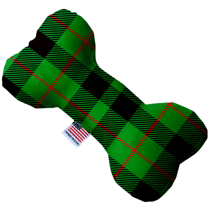 Christmas Collection - USA Made Dog Toy - Push, Canvas, or Stuffing Free - Green Plaid
