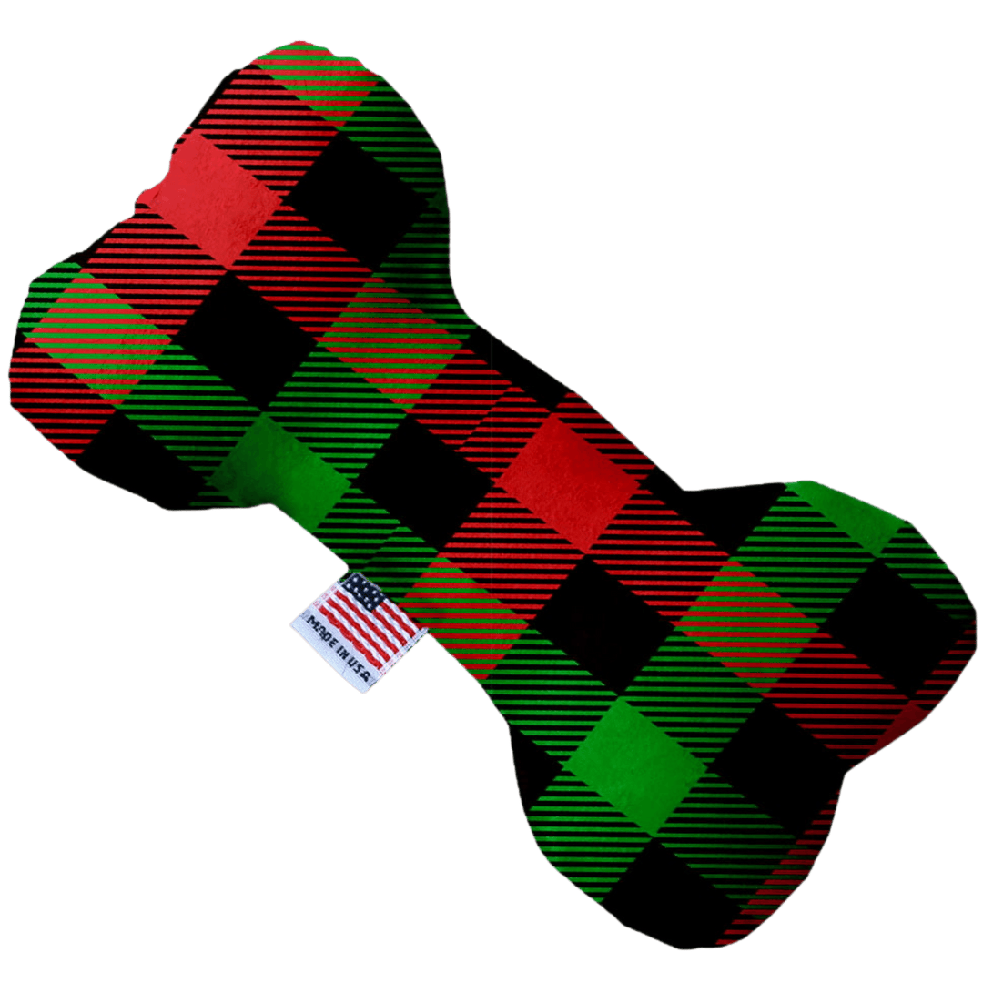 Christmas Collection - USA Made Dog Toy - Push, Canvas, or Stuffing Free - Holiday Plaid