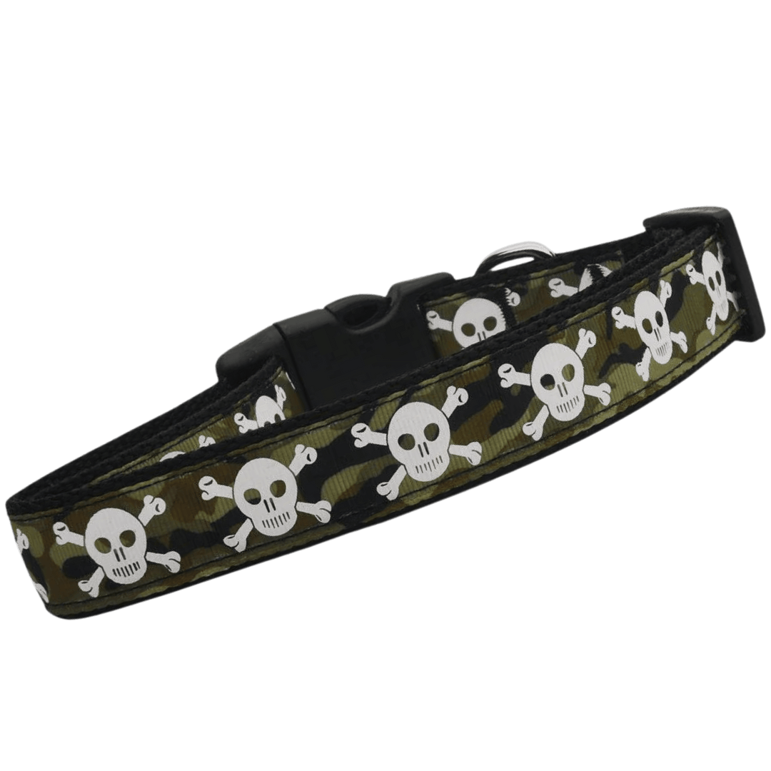 USA Made Nylon Dog Collar - Skulls in Assorted Colors