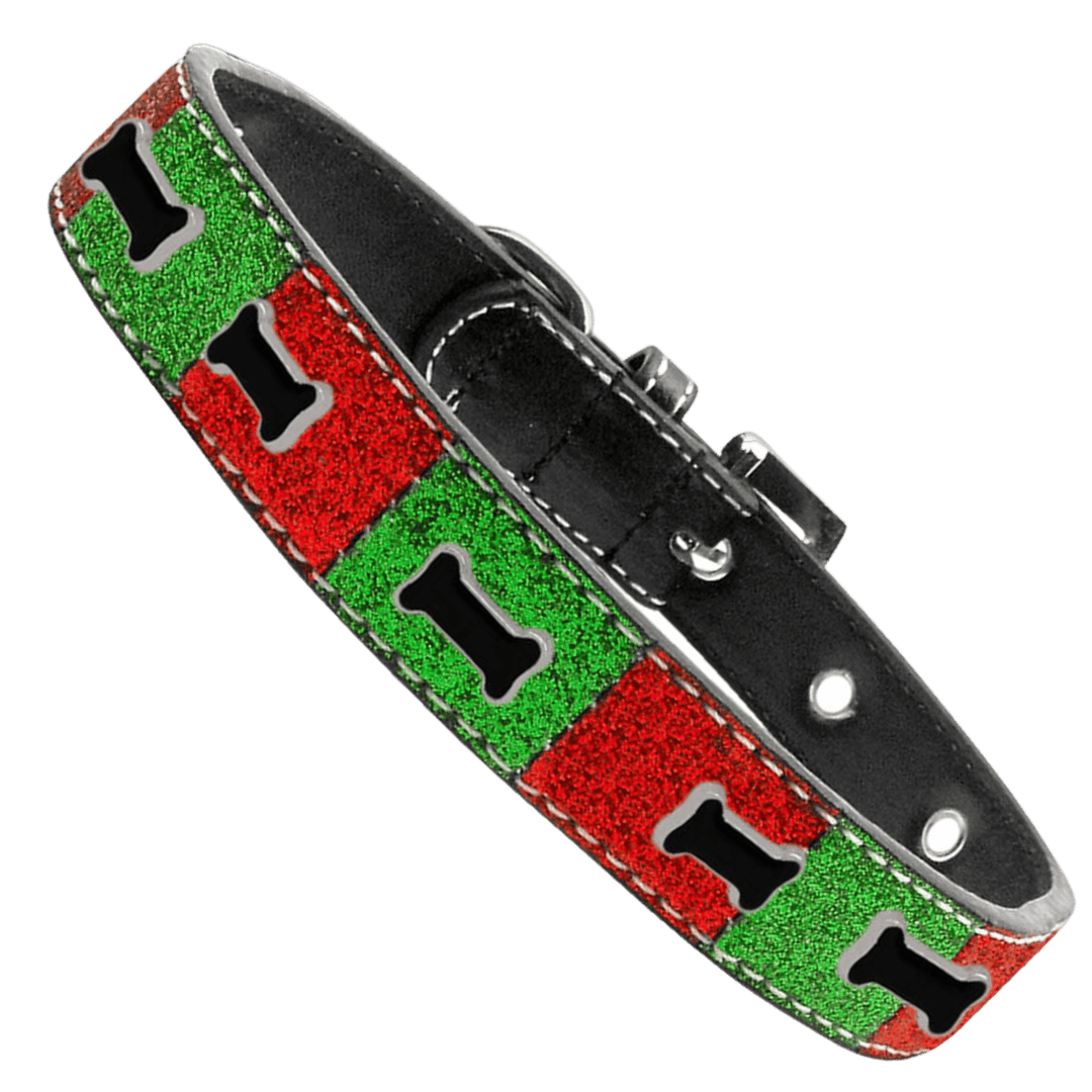 Christmas Collection - USA Made Icy Glitter Widget Collar - Holiday Bone
