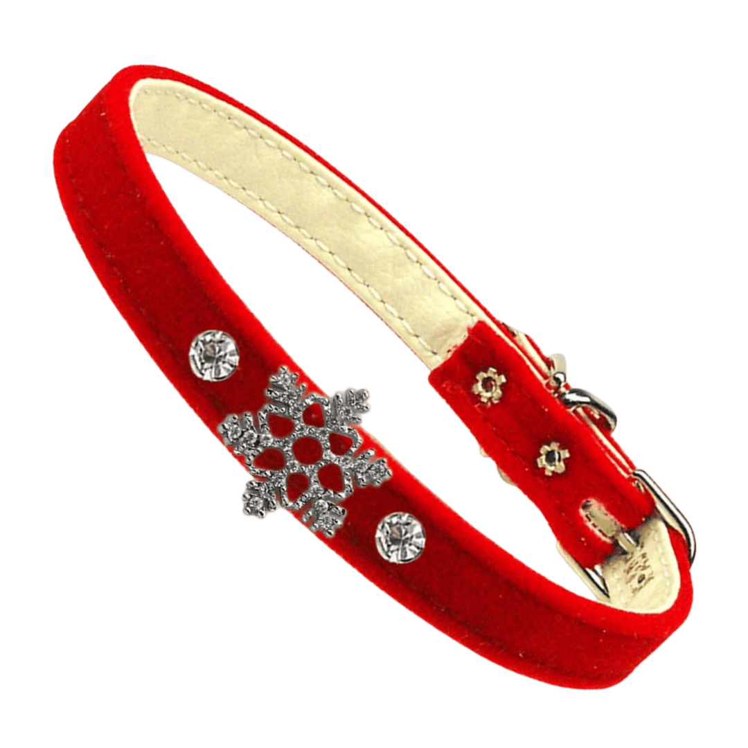 Christmas Collection - USA Made Charm Dog Collar - Holiday Snowflakes
