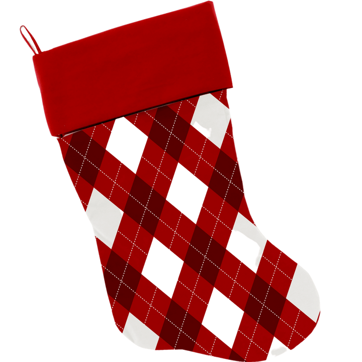 Christmas Collection  - USA Made Stocking - Candy Cane Argyle
