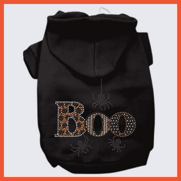 Halloween Collection - USA Printed Pet Hoodie - Rhinestone Boo - Assorted Colors
