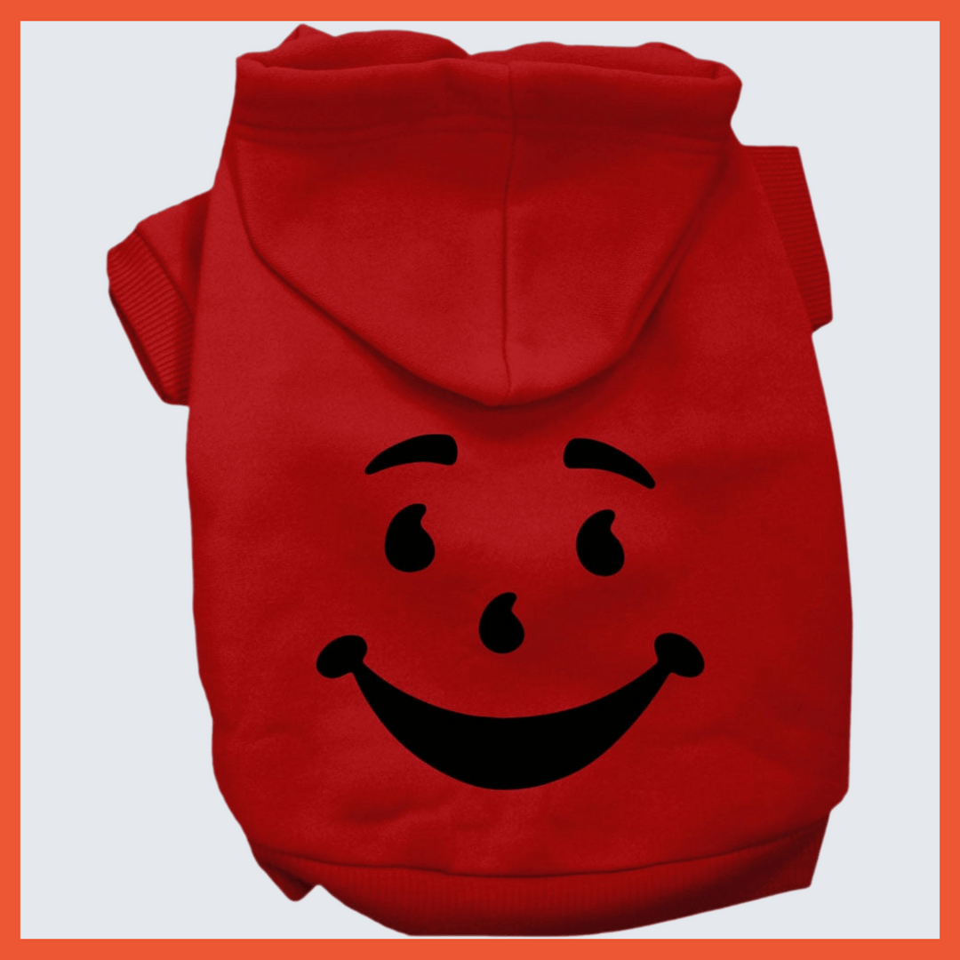 USA Printed Pet Costume Hoodie - Red Happy Face