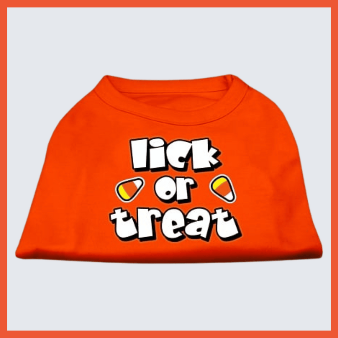 Halloween Collection - USA Printed Pet T-Shirt - Lick or Treat - Assorted Colors