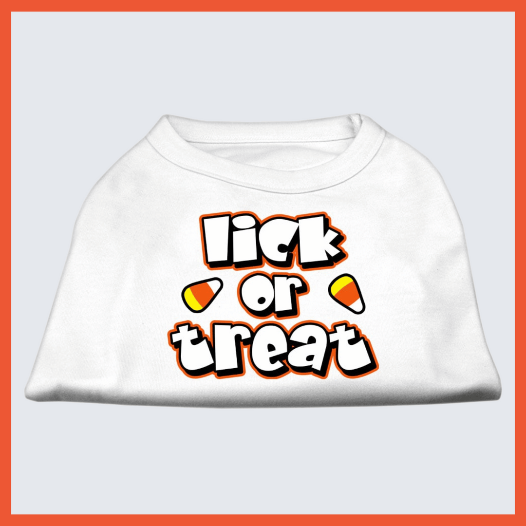 Halloween Collection - USA Printed Pet T-Shirt - Lick or Treat - Assorted Colors