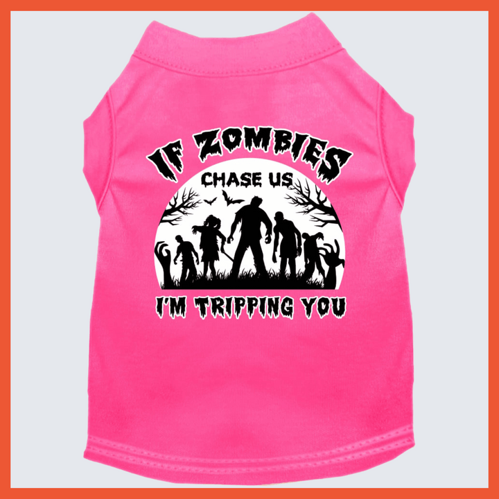 Halloween Collection - USA Printed Pet T-Shirt - Zombie Chase - Assorted Colors