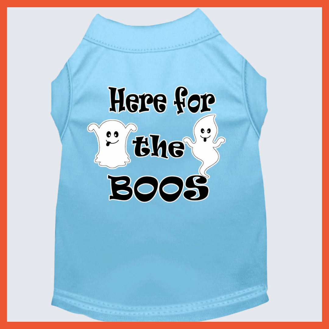 Halloween Collection - USA Printed Pet T-Shirt - Here for the Boos - Assorted Colors