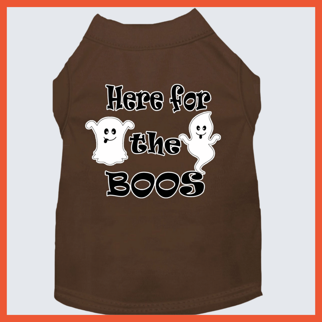 Halloween Collection - USA Printed Pet T-Shirt - Here for the Boos - Assorted Colors