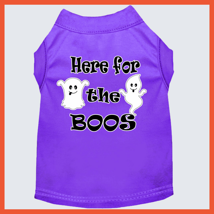 Halloween Collection - USA Printed Pet T-Shirt - Here for the Boos - Assorted Colors