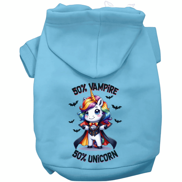 Halloween Collection - USA Printed Pet Hoodie - 50/50 Vampire Unicorn