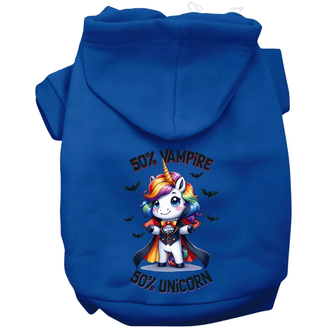 Halloween Collection - USA Printed Pet Hoodie - 50/50 Vampire Unicorn